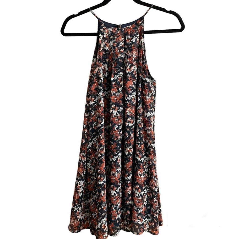 Lush Blue Copper Halter High Neck Sleeveless Swing Mini Dress Lined Size XS